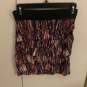 BCBG silky, short, fitted, body skirt.